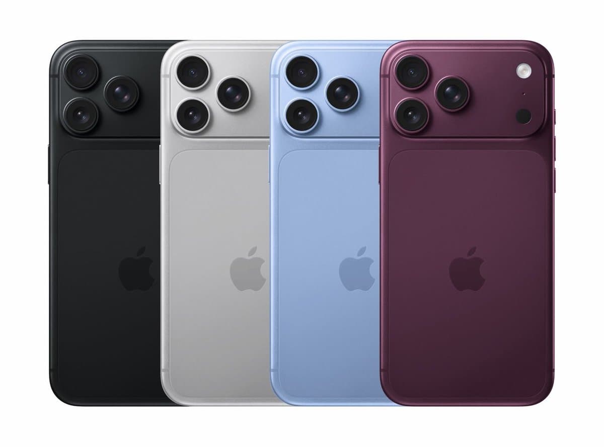 iPhone 18 Pro en negro, plateado, azul y rojo cereza